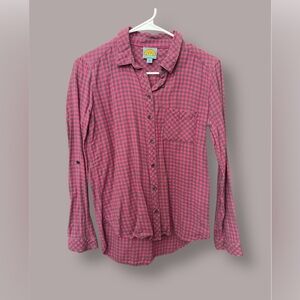 C&C California Pink and Gray Oversized Plaid Shirt